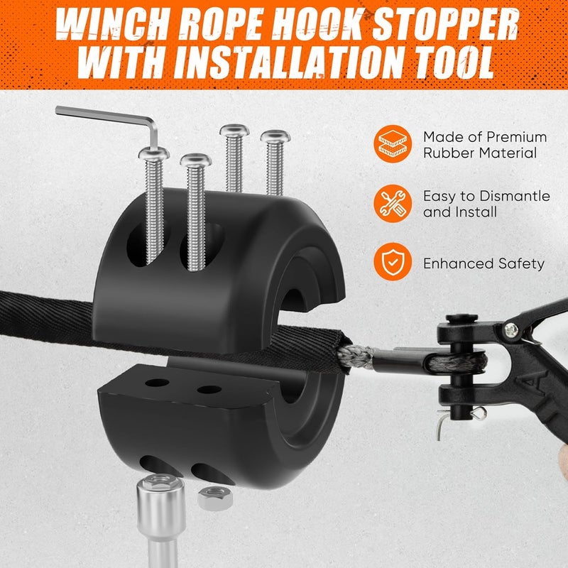SHALL Winch Rope, 1/4 Inch x 50 Ft Synthetic Winch Rope - 10000LBS Winch Line with Protective Sleeve, Forged Hook, Rubber Stopper & Safety Pull Strap - Premium Winch Cable for ATV UTV Offroad Vehicle - Image 5